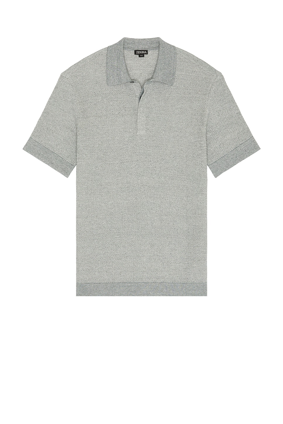Image 1 of Zegna Cotton Linen And Silk Polo in Grey Melange