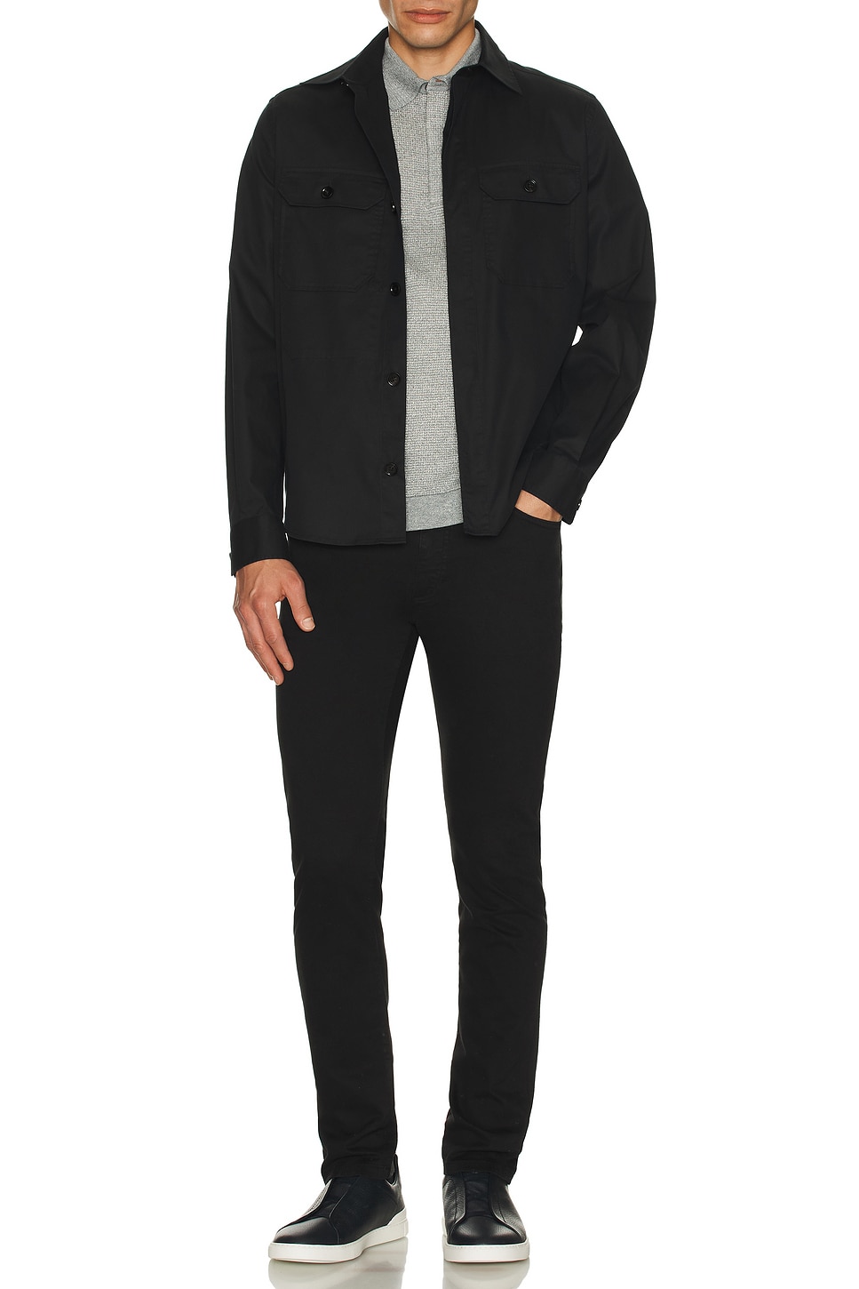 Image 1 of Zegna Cotton Linen And Silk Polo in Grey Melange