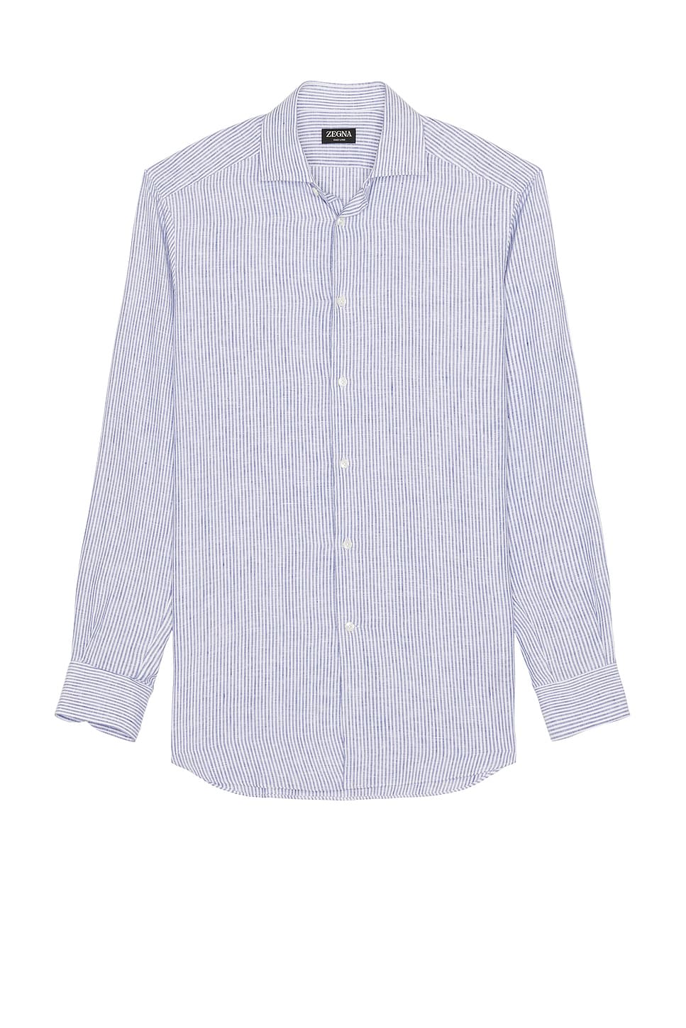 Image 1 of Zegna Oasi Lino Shirt in Navy Blue & White