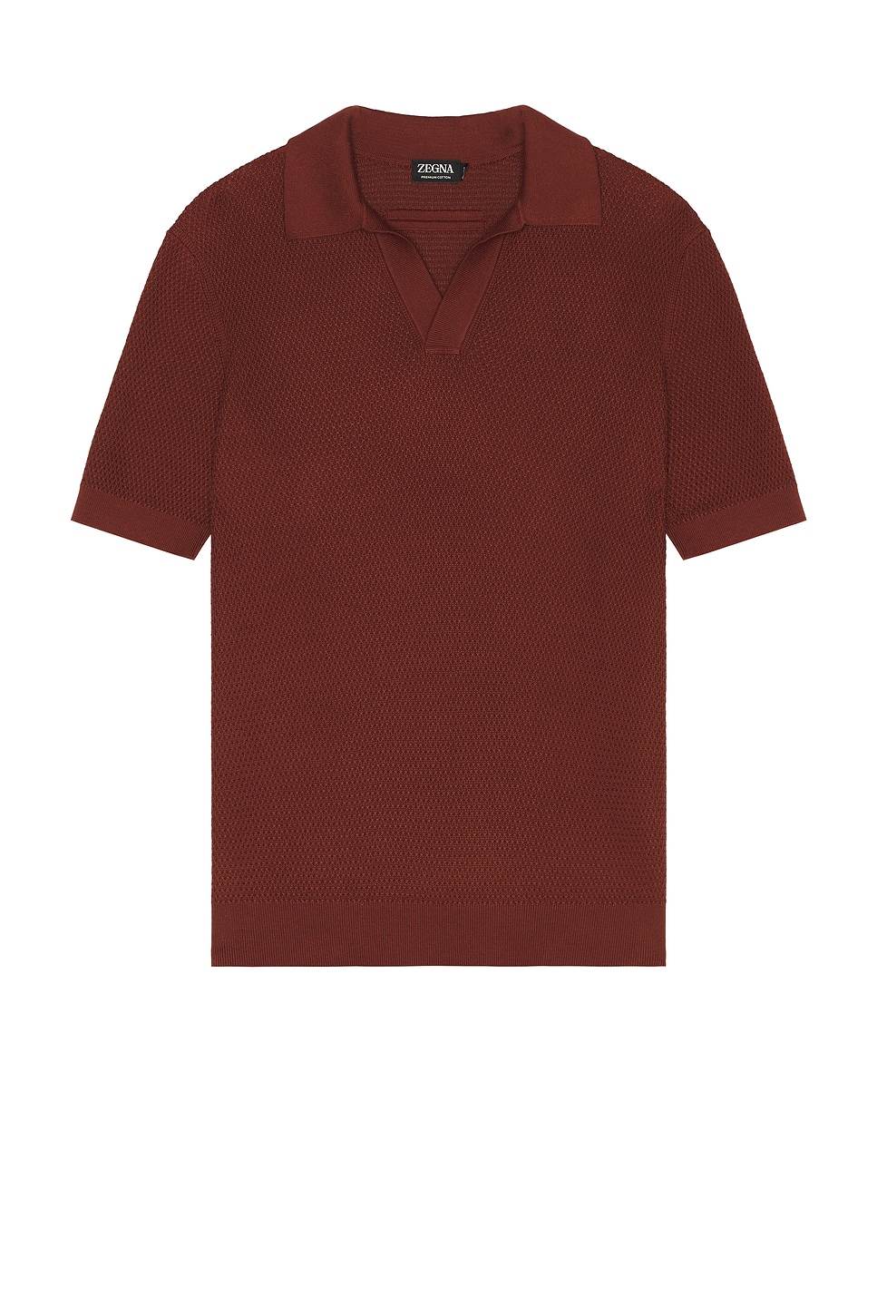 Image 1 of Zegna Premium Cotton Stitch Polo in Brick
