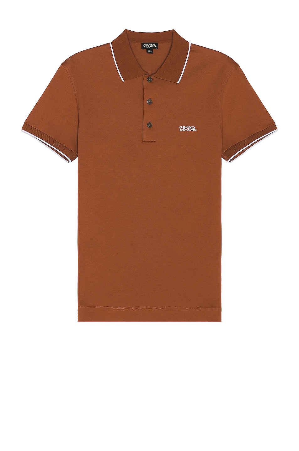 Zegna Stretch Cotton Polo in Brown | FWRD