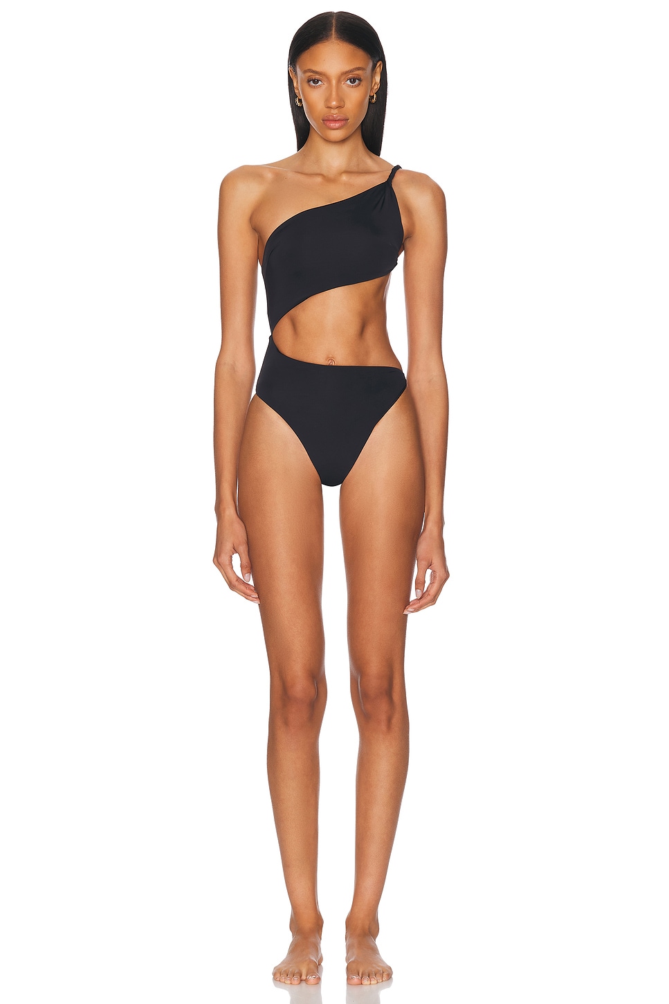 Image 1 of Ziah Cut Out Twisted One Piece Swimsuit in Black