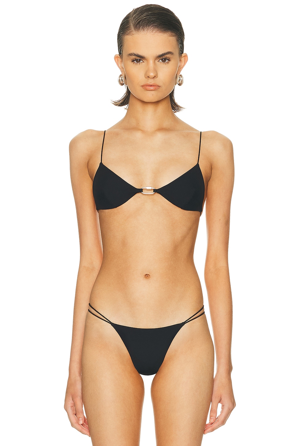 Image 1 of Ziah Hardware Triangle Bikini Top in Black