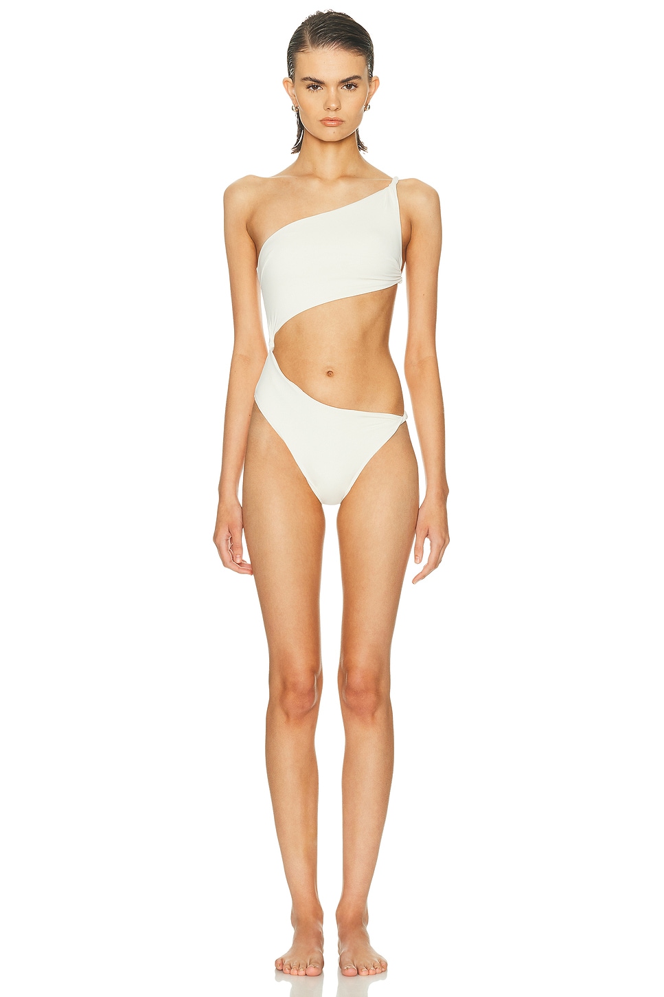 Image 1 of Ziah Cut Out Twisted One Piece Swimsuit in Ecru