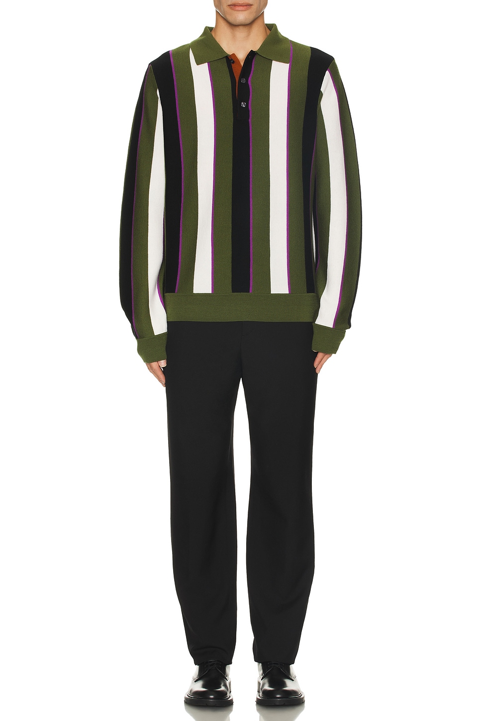 Image 1 of Zankov Artem Merino Polo in Khaki Multi