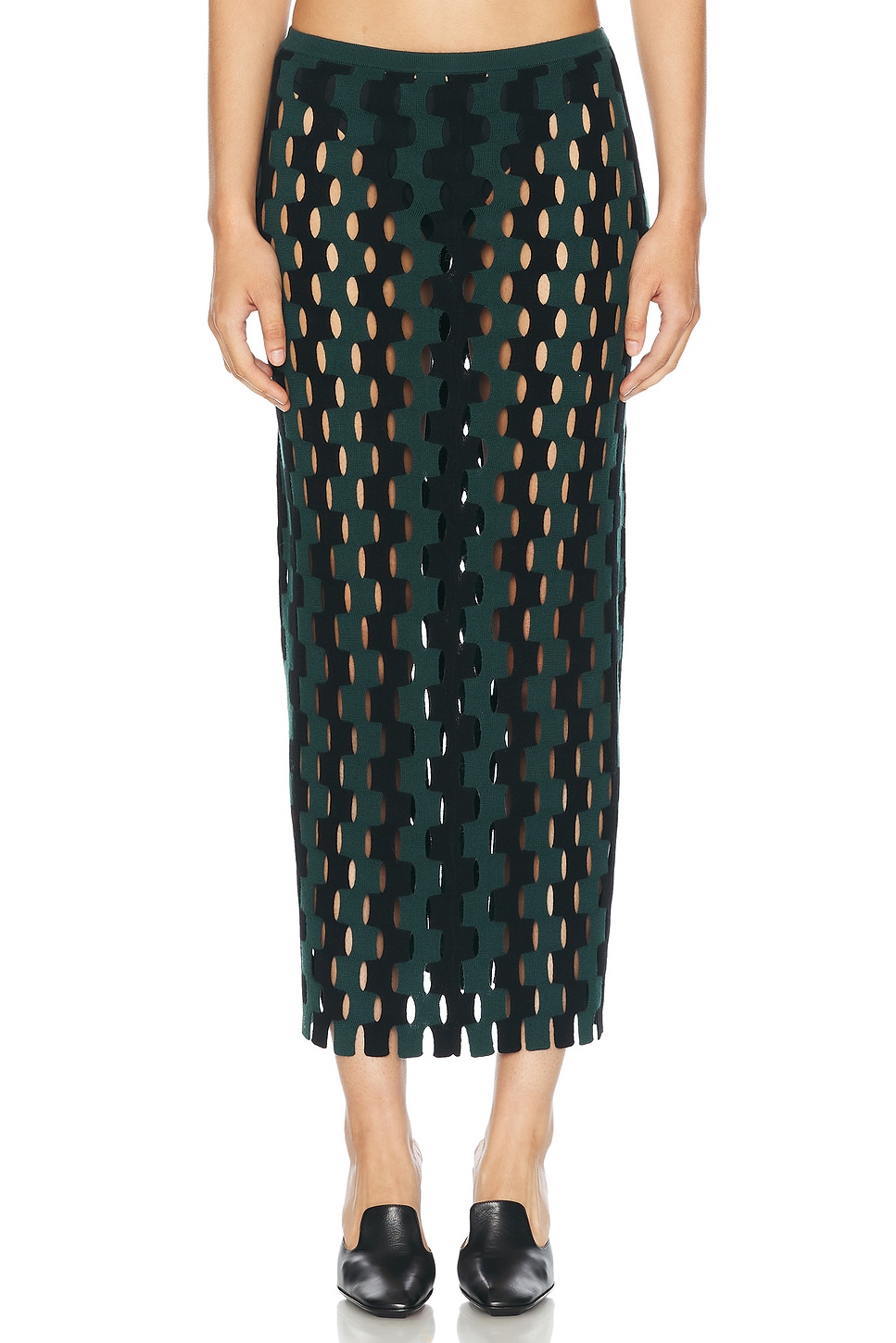 Shop Zankov Marshall Skirt In Eucalyptus & Black