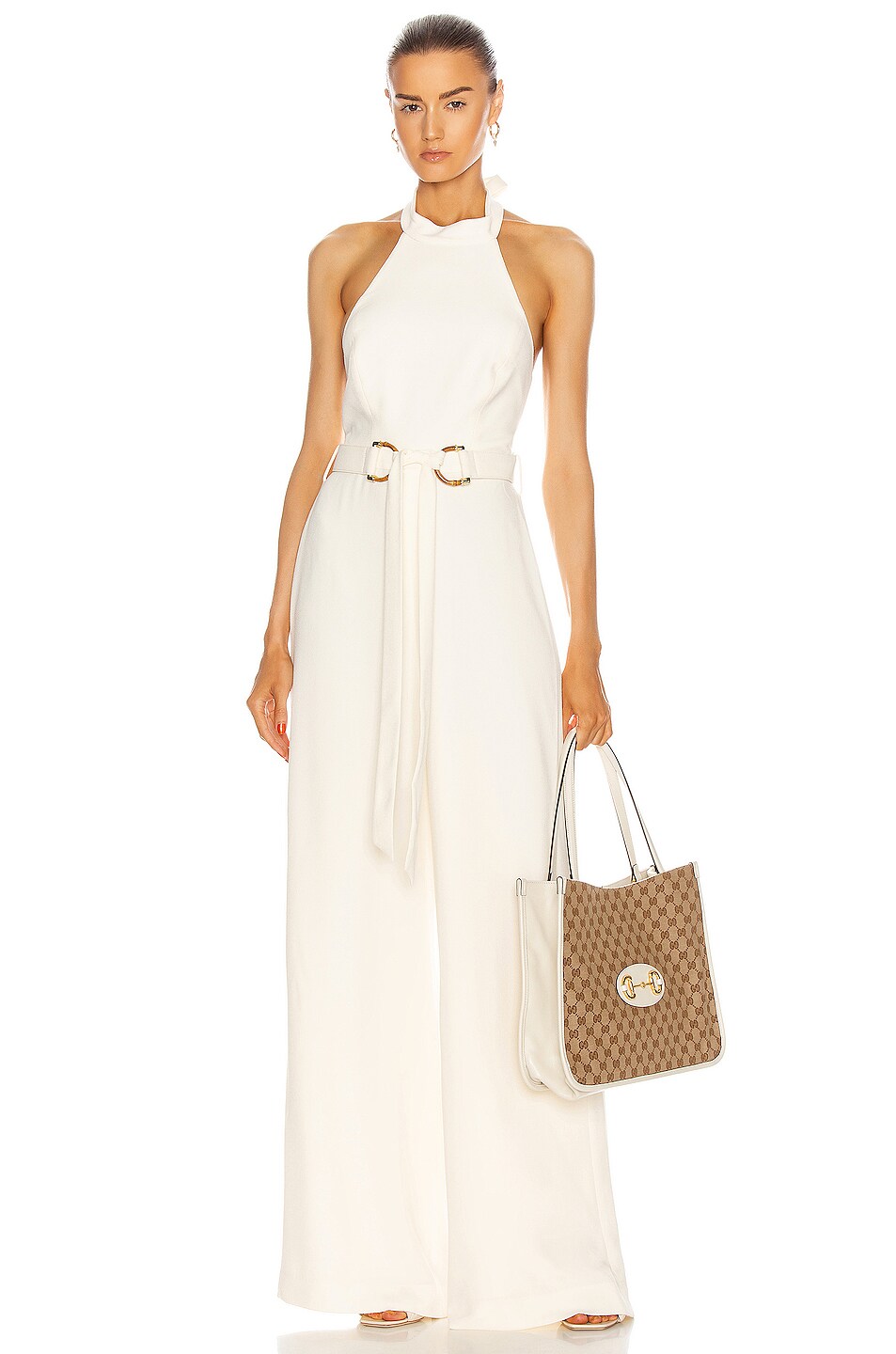 Image 1 of Zimmermann Crepe Belted Jumpsuit in Pearl