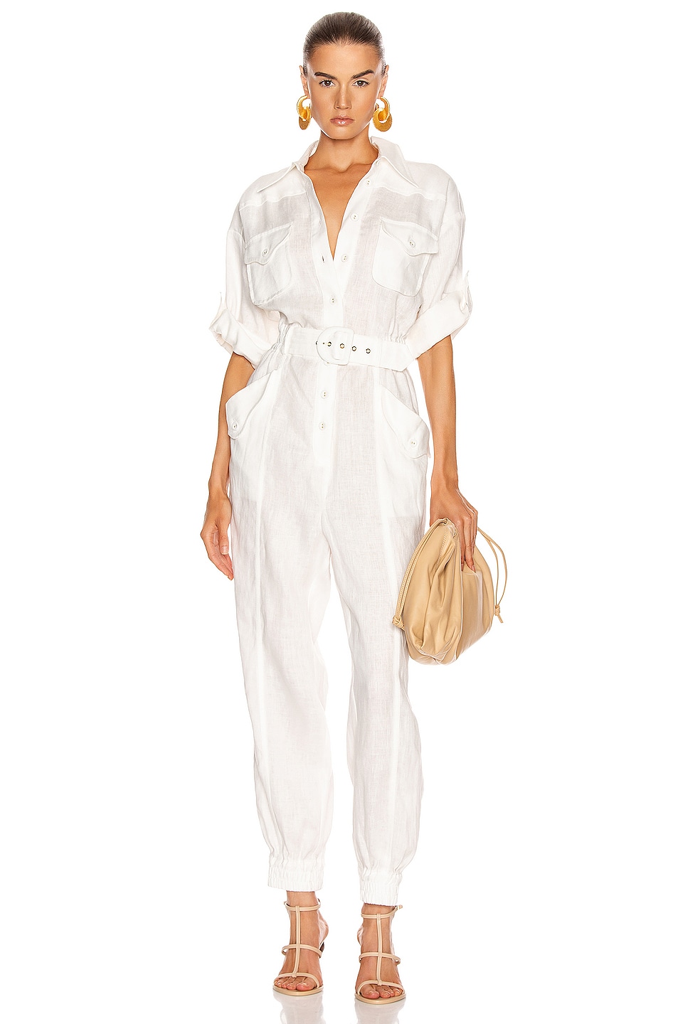 Image 1 of Zimmermann Super Eight Boilersuit in Ivory