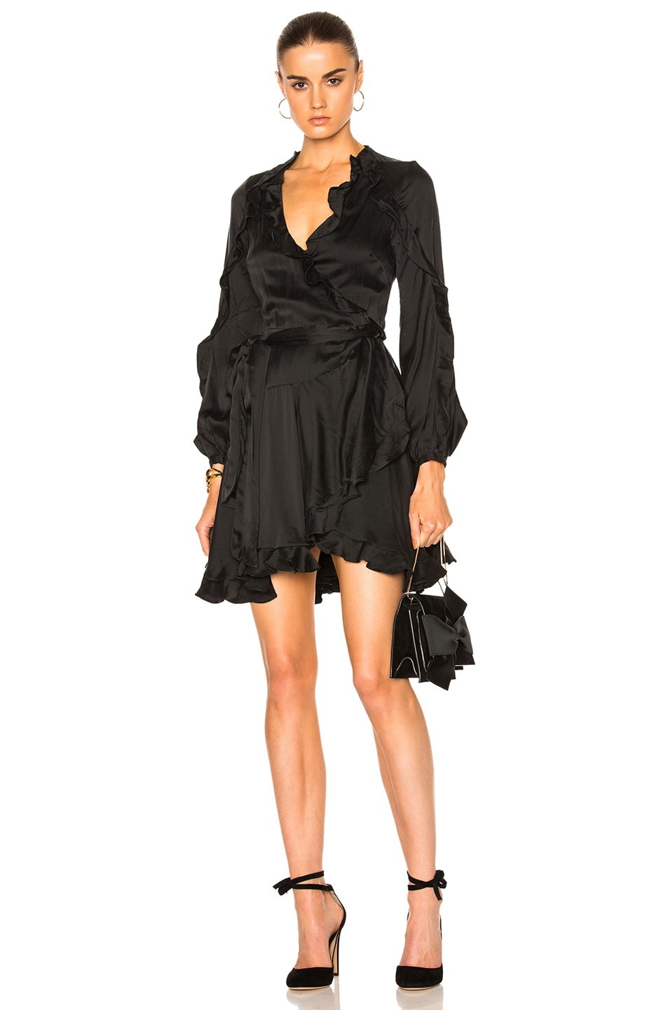 Image 1 of Zimmermann Winsome Flutter Robe Dress in Black