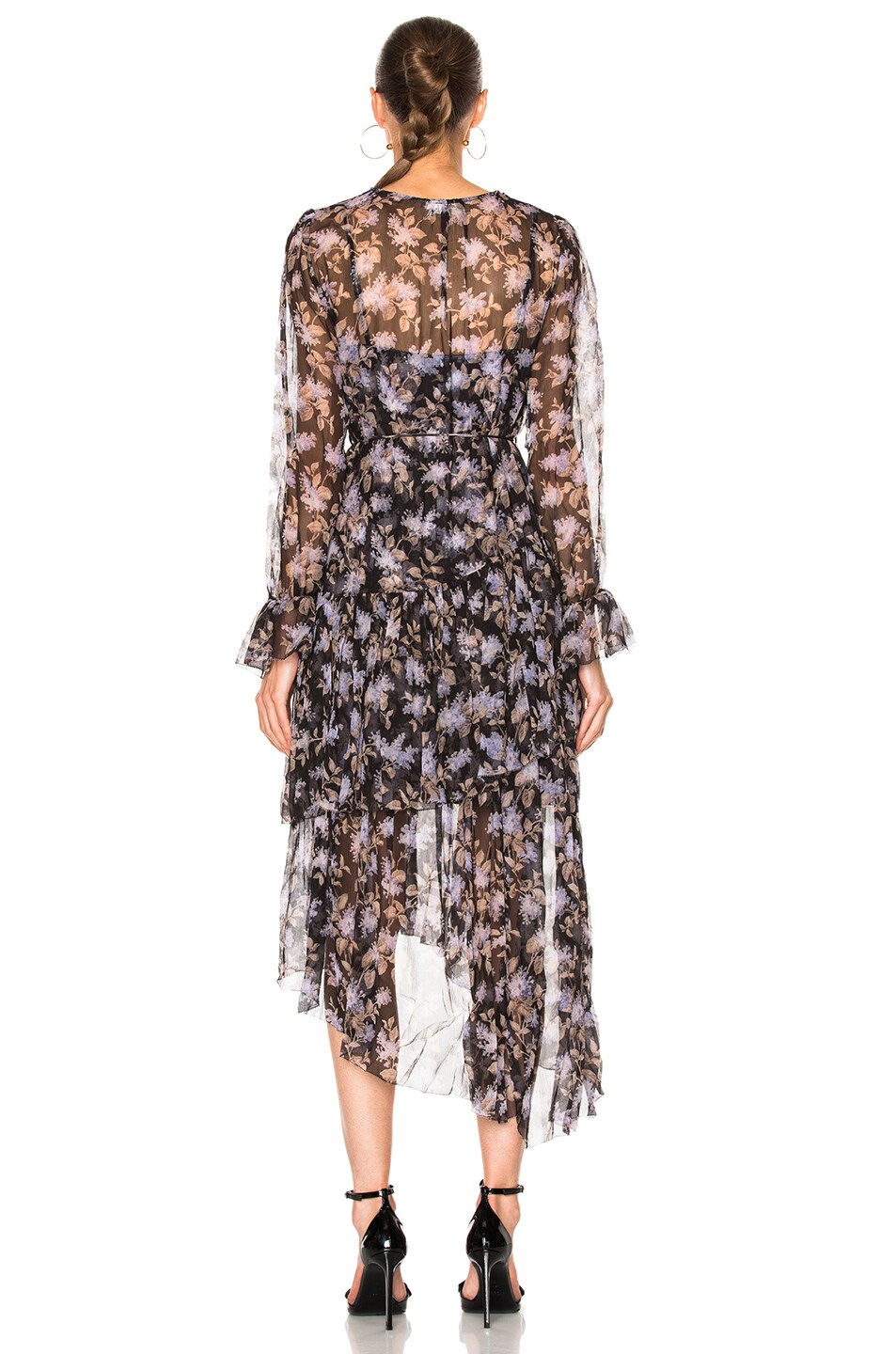 Zimmermann Stranded Tier Dress in Black Lavender Floral | FWRD