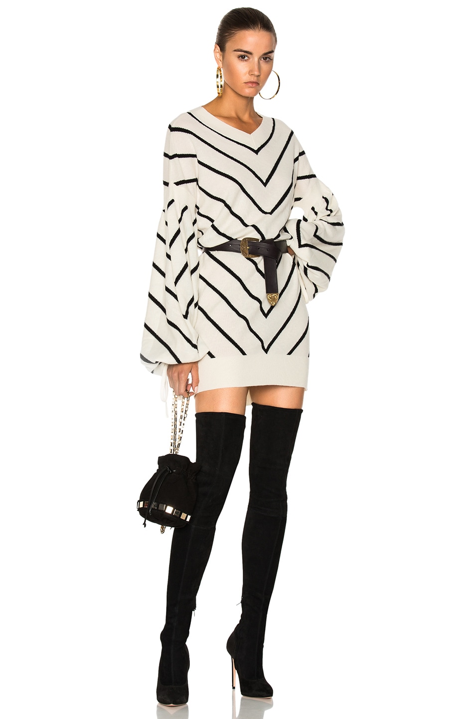 Image 1 of Zimmermann Maples Louche Sweater Mini Dress in Cream & Black