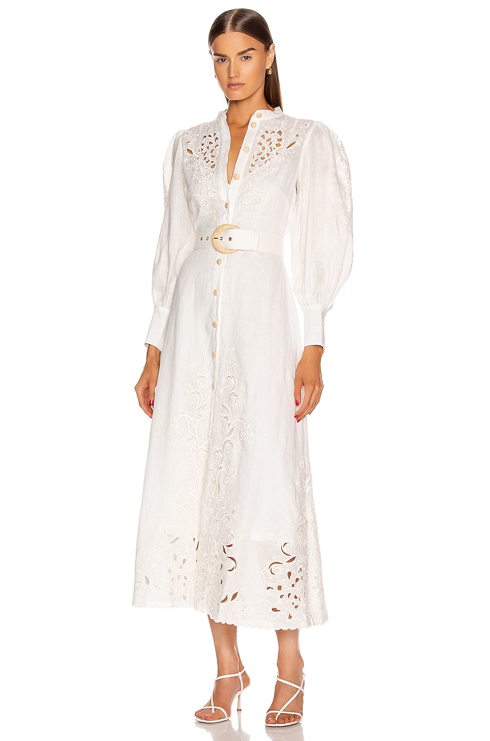 Image 1 of Zimmermann Freja Embroidered Dress in Ivory