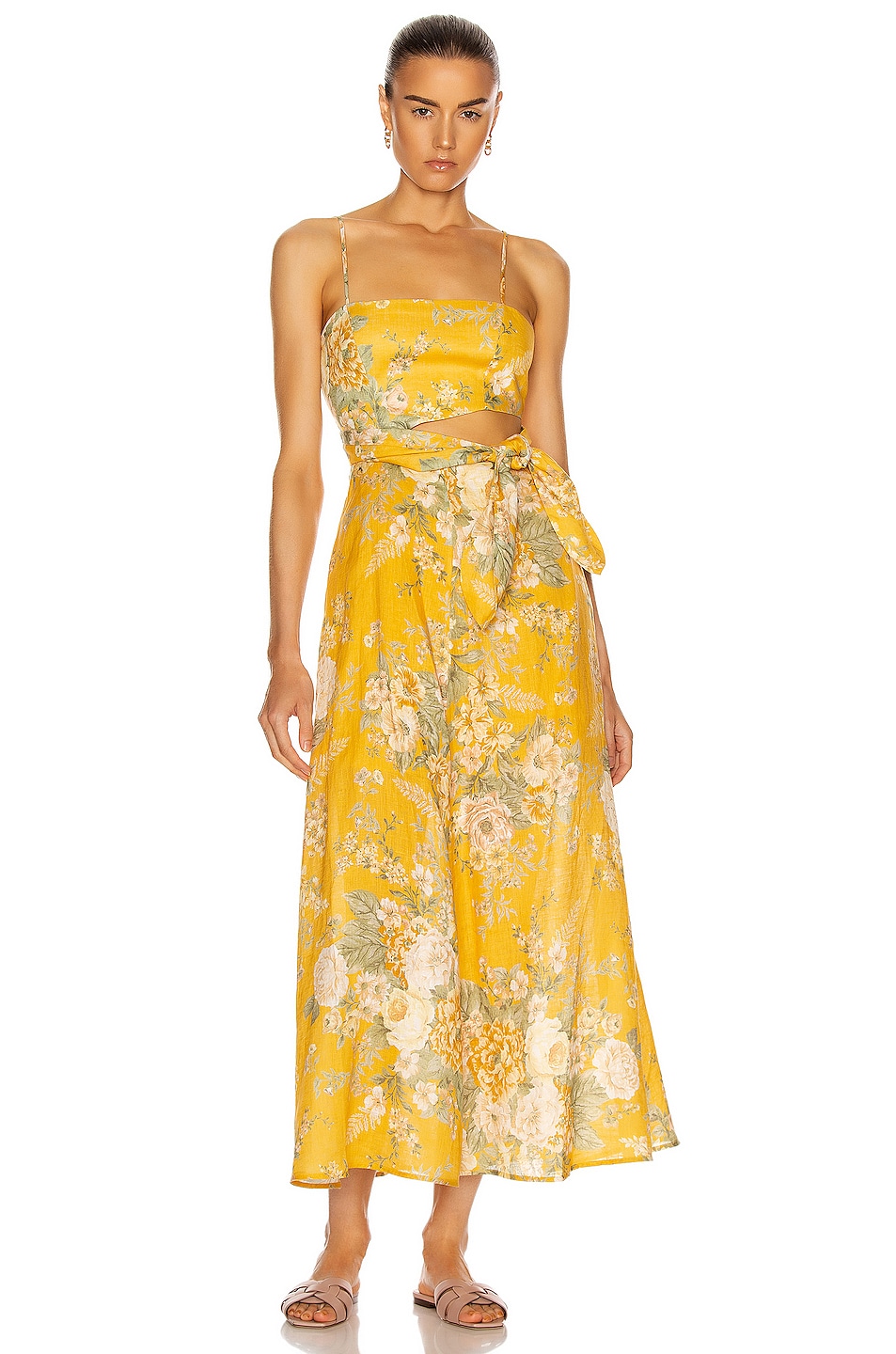 Image 1 of Zimmermann Amelie Scarf Tie Dress in Amber Floral