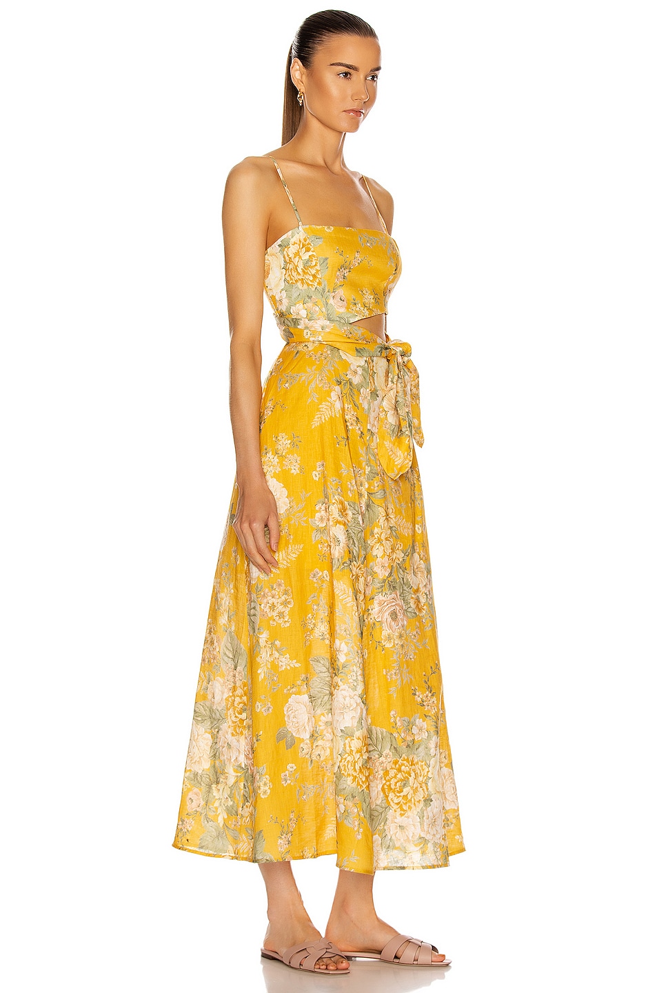 Zimmermann Amelie Scarf Tie Dress in Amber Floral | FWRD