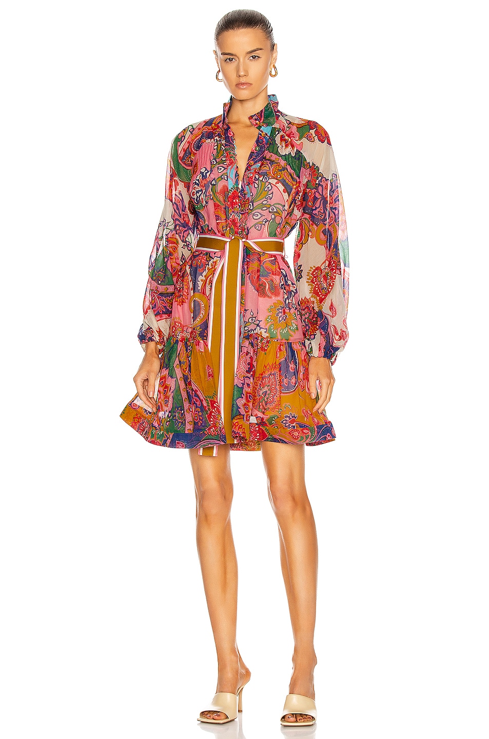 Image 1 of Zimmermann Lovestruck Mini Dress in Mixed Paisley Floral