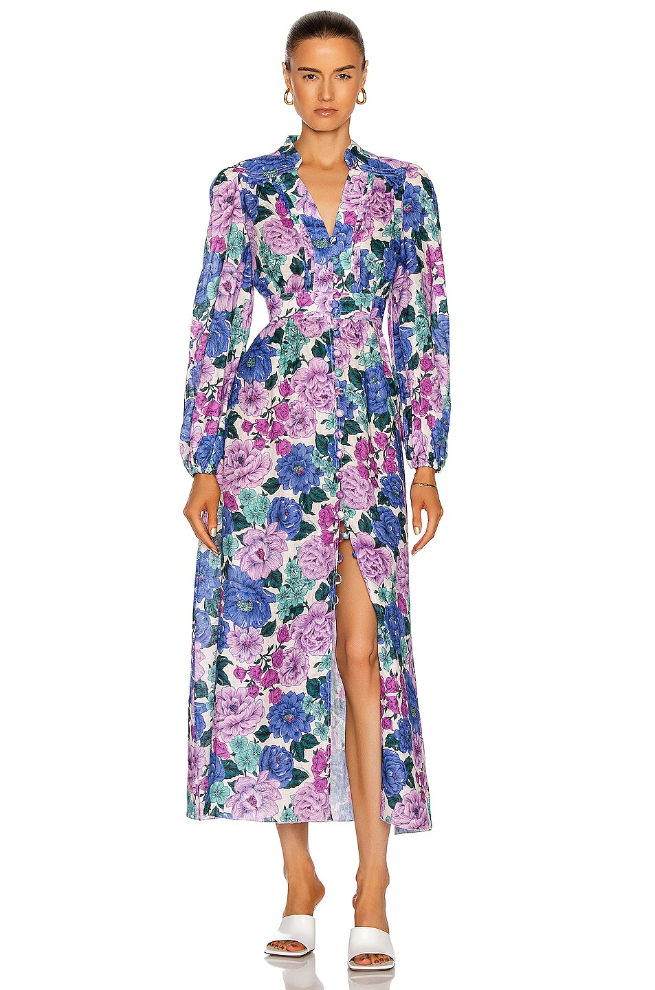 Image 1 of Zimmermann Poppy Plunge Midi Dress in Lilac Floral