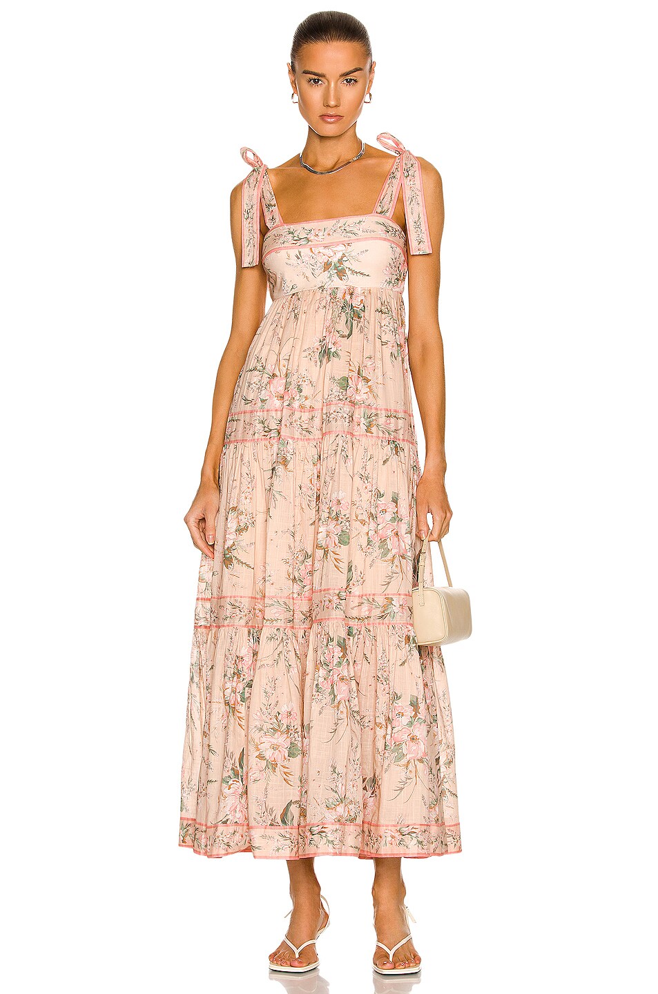 Image 1 of Zimmermann Moonshine Tie Shoulder Dress in Cream Floral