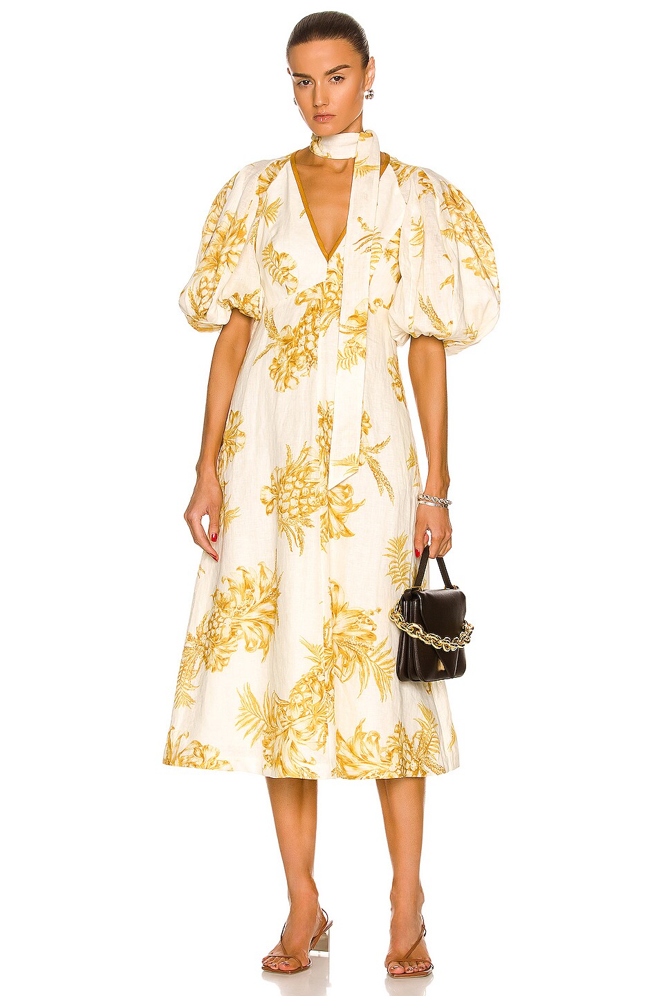 Image 1 of Zimmermann Day Midi Dress in Cream & Gold
