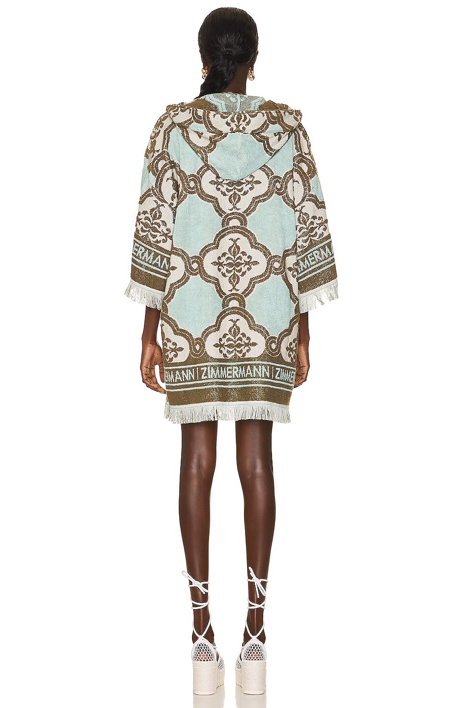 Zimmermann Terry Towel Mini Dress in Mint & Cream FWRD