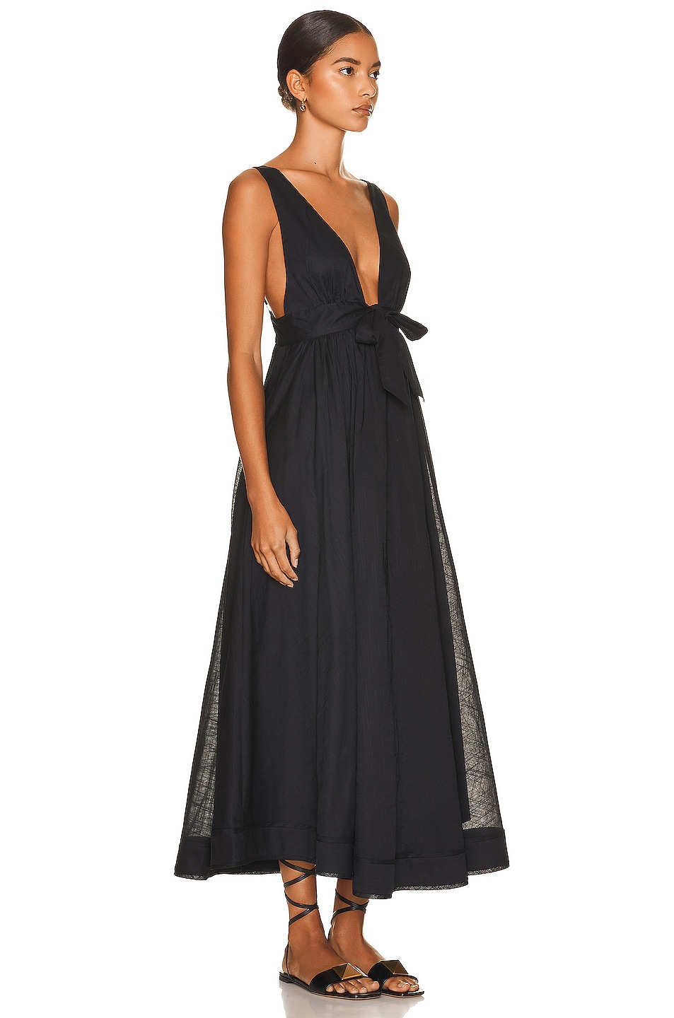 Zimmermann Anneke Tie Front Maxi Dress in Black | FWRD