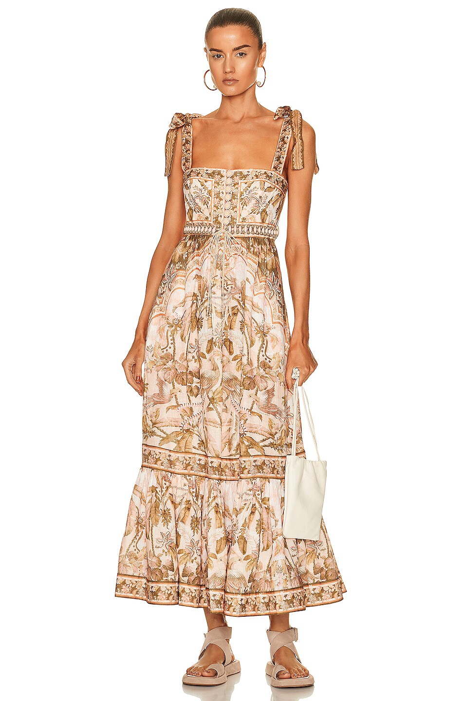 Image 1 of Zimmermann Picnic Dress in Khaki Palm