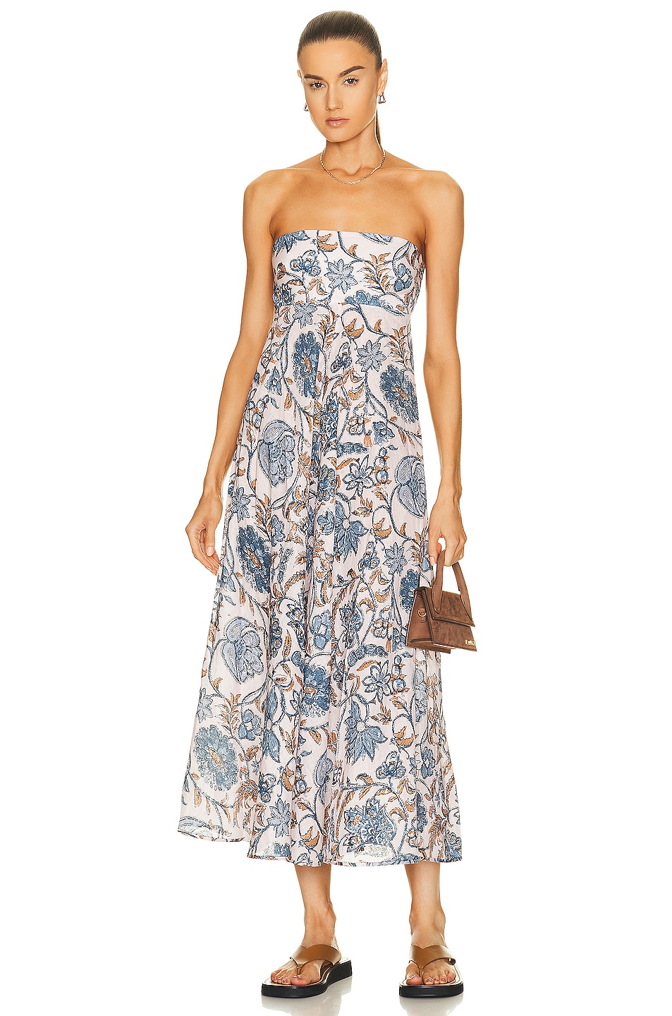 Zimmermann Vitali Bandeau Midi Dress in Cornflower Floral FWRD