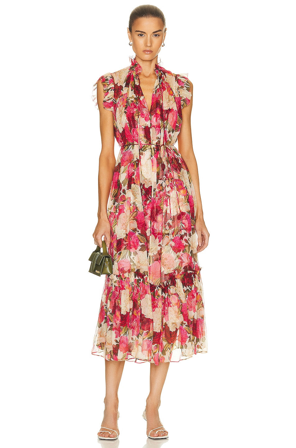 Zimmermann Wonderland Flutter Dress in Peonies FWRD