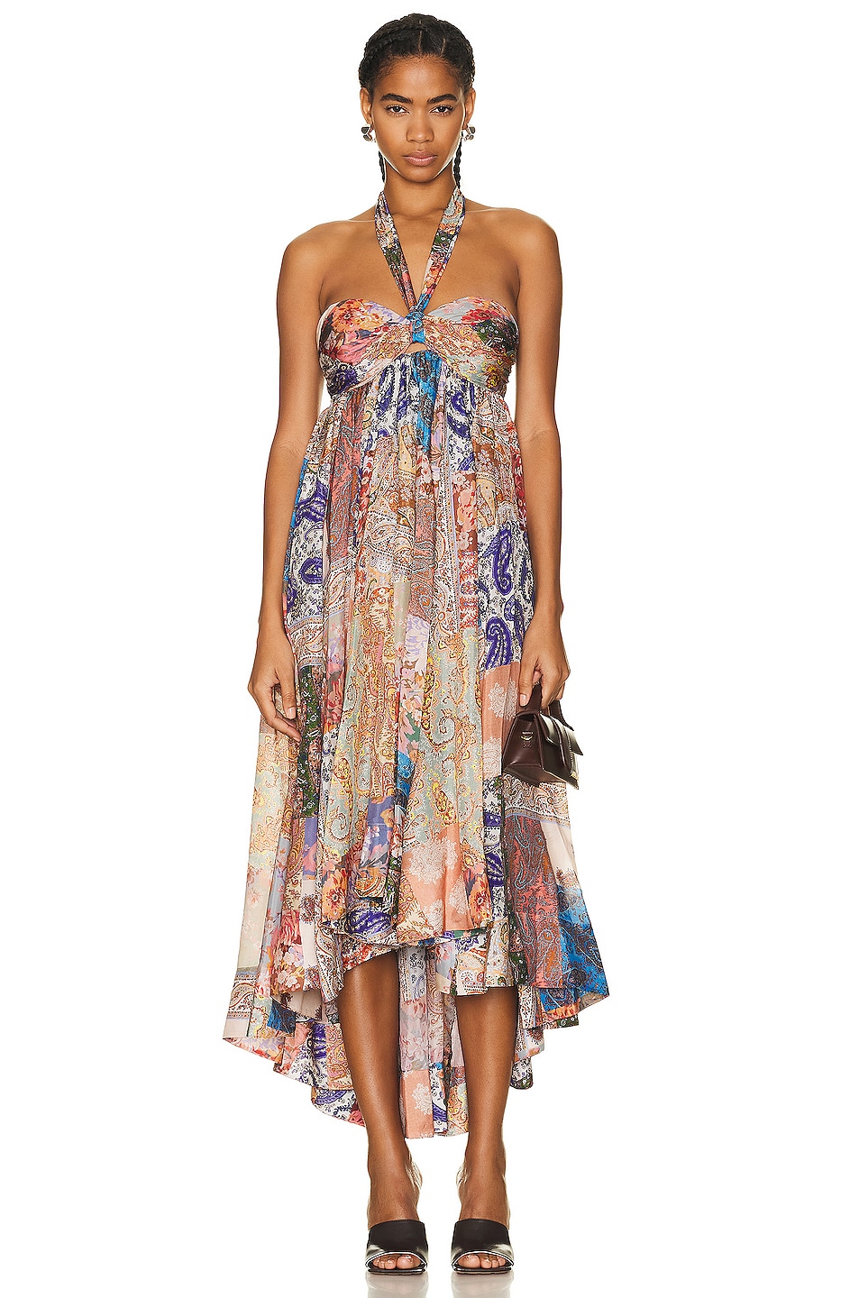 Image 1 of Zimmermann Devi Halter Maxi Dress in Patch Paisley