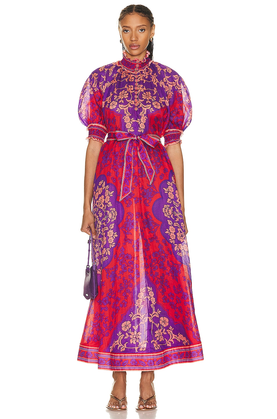 Image 1 of Zimmermann Raie Swing Maxi Dress in Purple & Red Floral