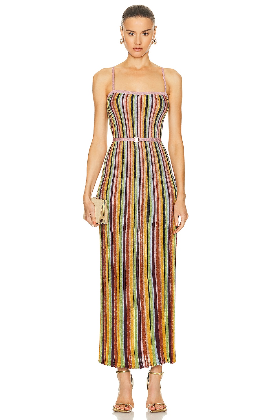 Image 1 of Zimmermann Alight Lurex Stripe Midi Dress in Lurex Multi