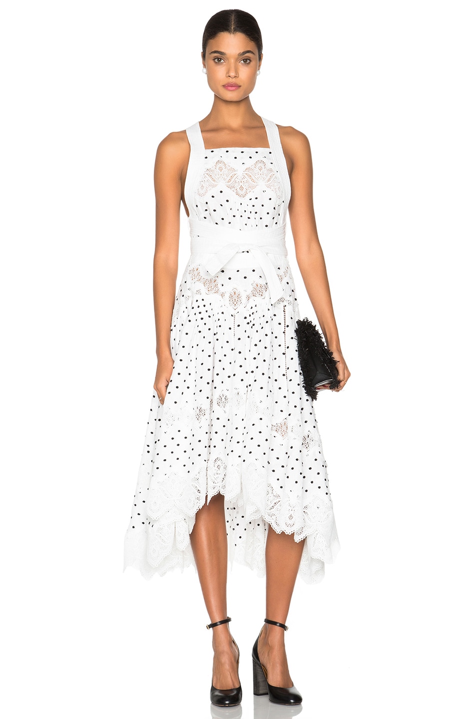 Image 1 of Zimmermann Empire Dot Apron Dress in Natural