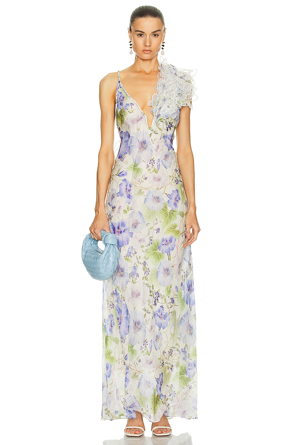 Image 1 of Zimmermann Natura Feather Slip Gown in Blue Floral