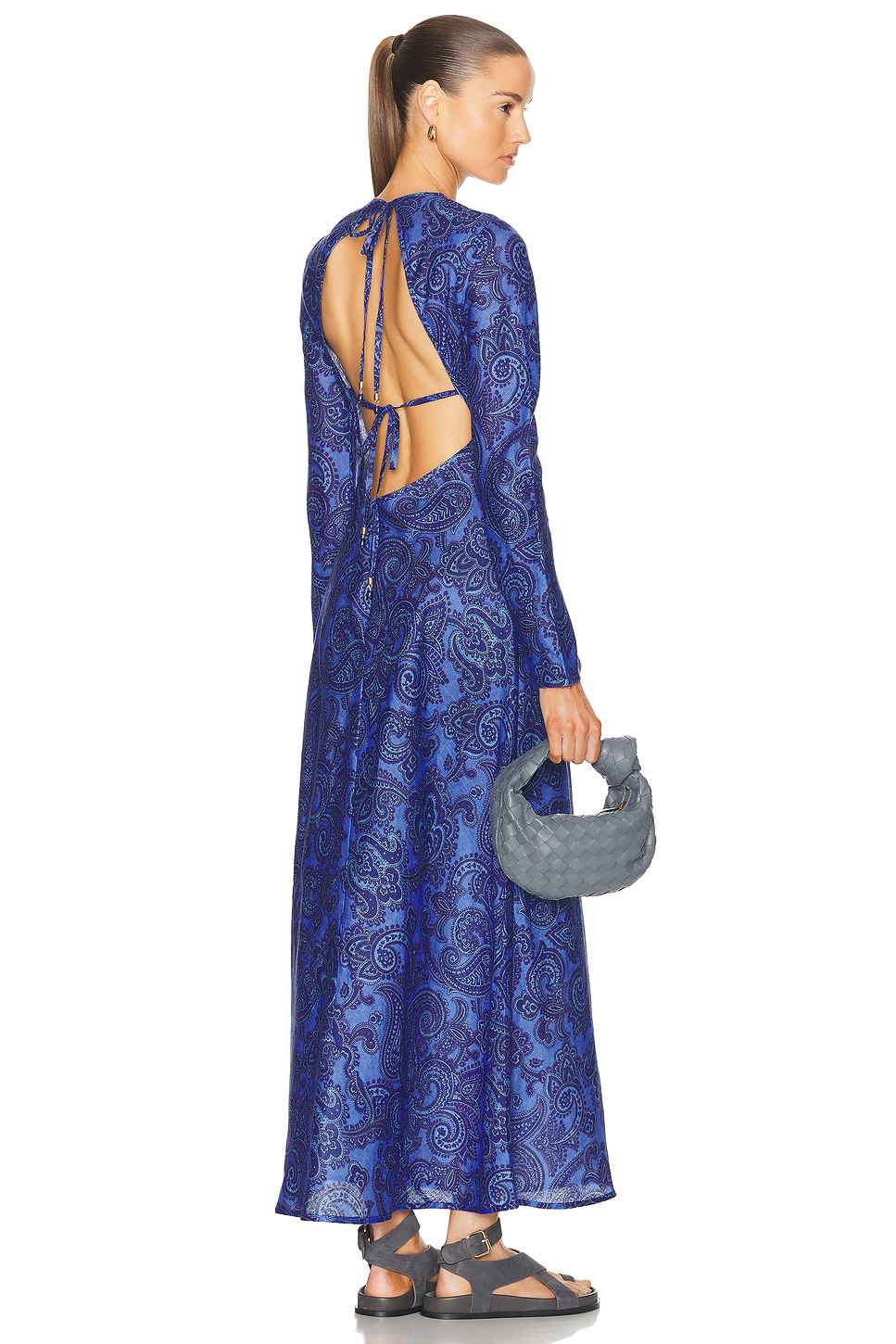 Image 1 of Zimmermann Ottie Bias Backless Dress in Blue Paisley