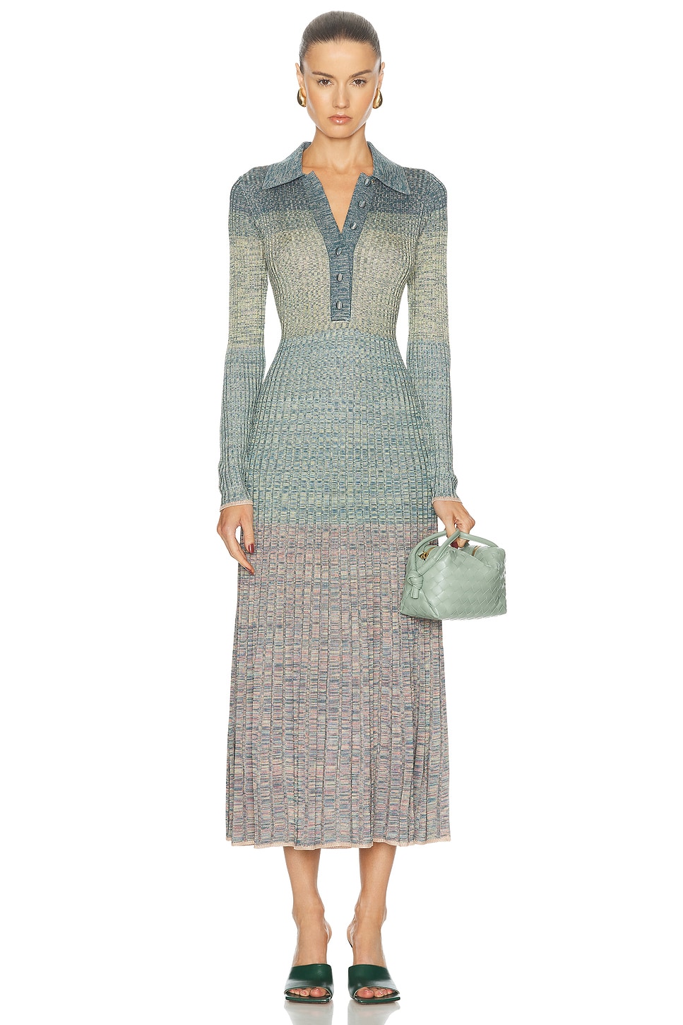 Image 1 of Zimmermann Story 1 Mouline Polo Midi Dress in Teal Multi