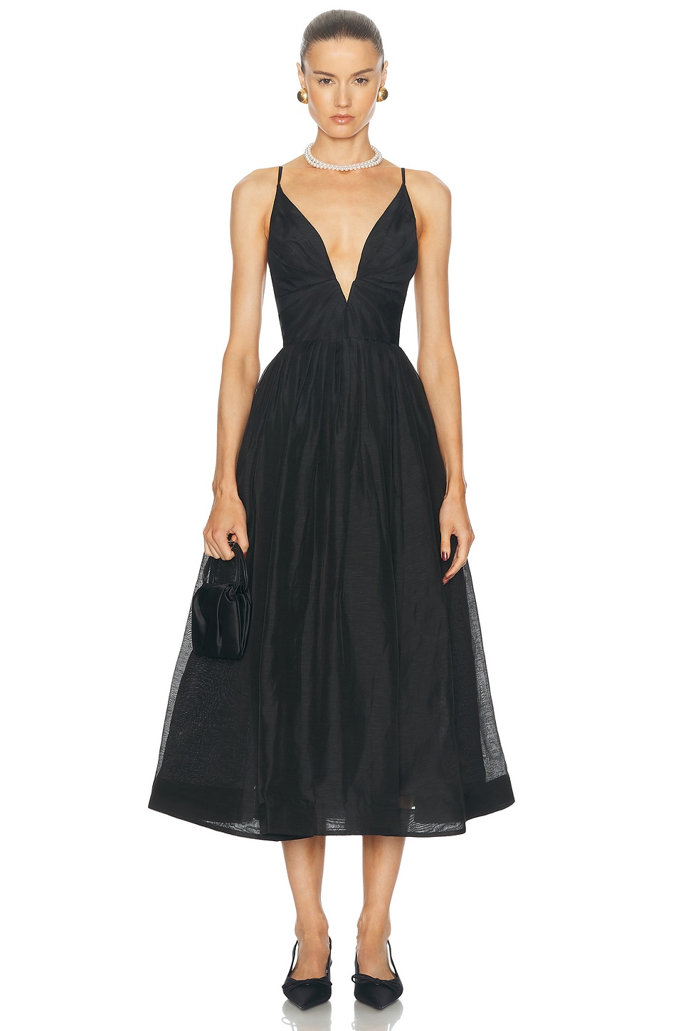 Image 1 of Zimmermann Illustration V Neck Midi Dress in Black