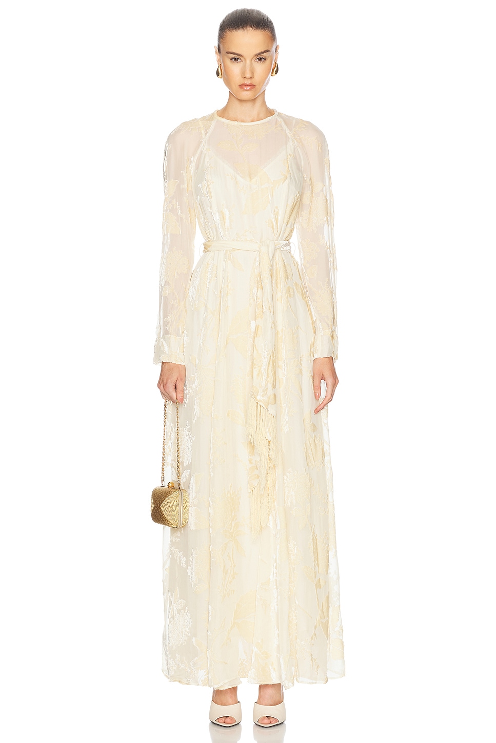 Image 1 of Zimmermann Burnout Sheath Dress in Cream