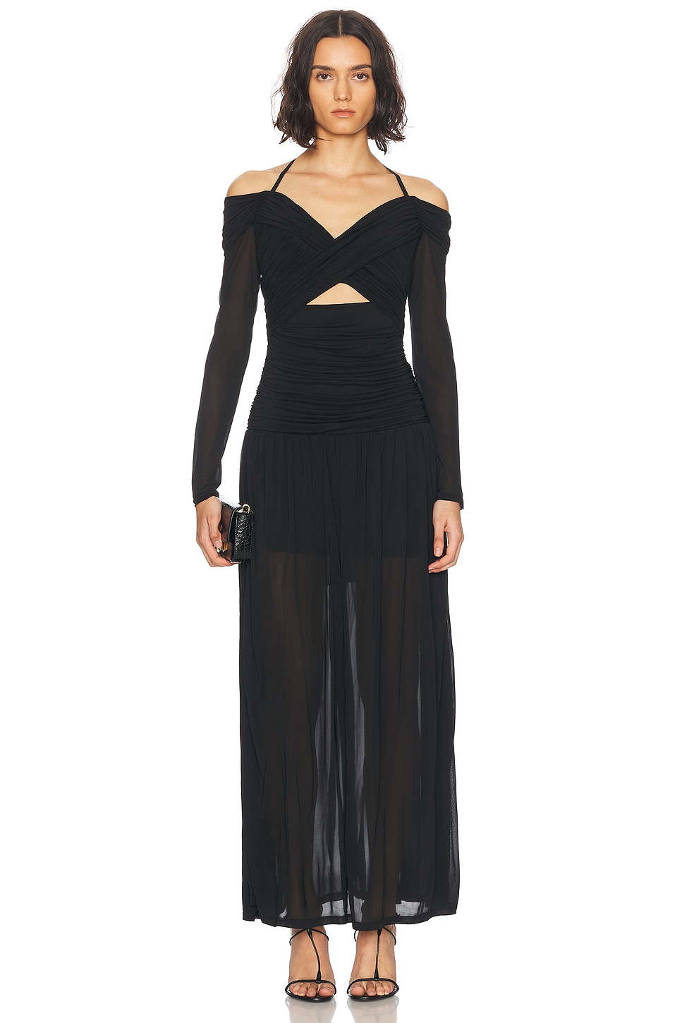 Image 1 of Zimmermann Illuminate Draped Maxi Dress in Black
