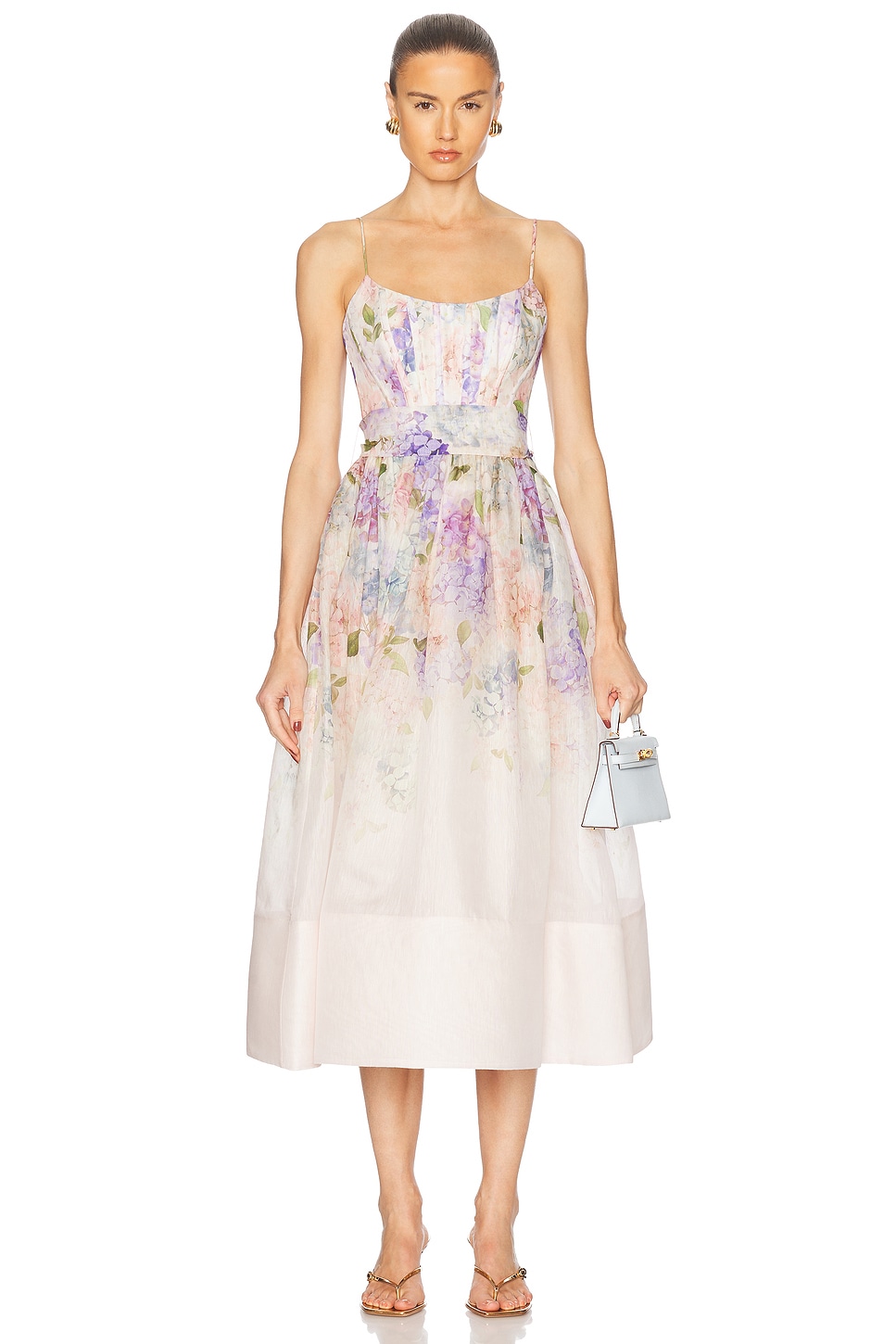 Image 1 of Zimmermann Dawning Corset Dress in Multi Hydrangea