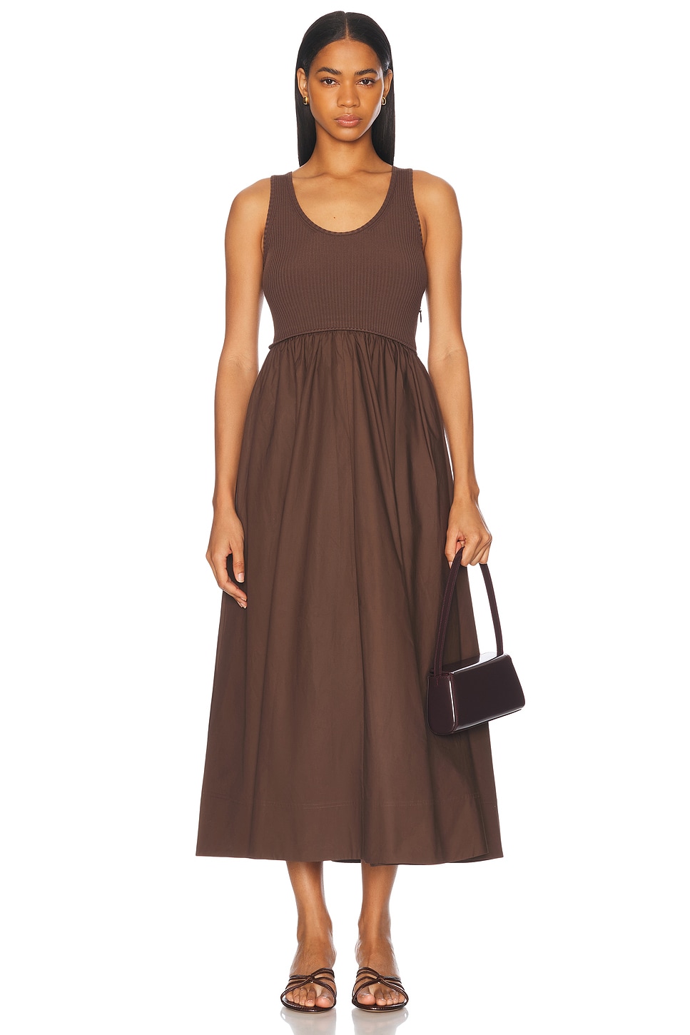 Image 1 of Zimmermann Poplin Racer Dress in Chocolate