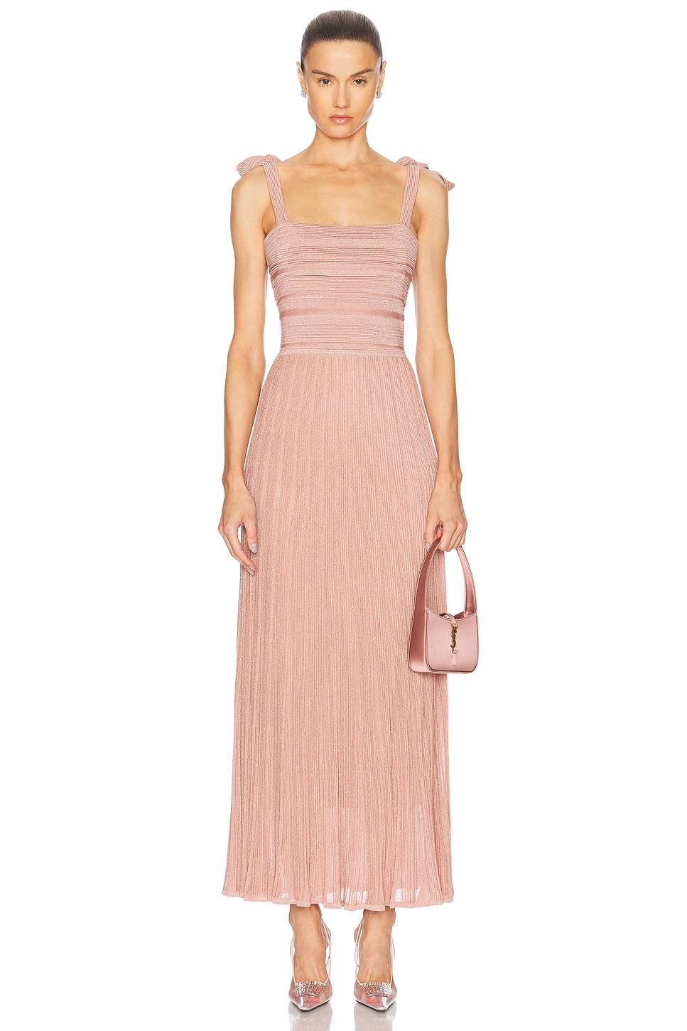 Image 1 of Zimmermann Lucky Metallic Tie Dress in Metallic Pink