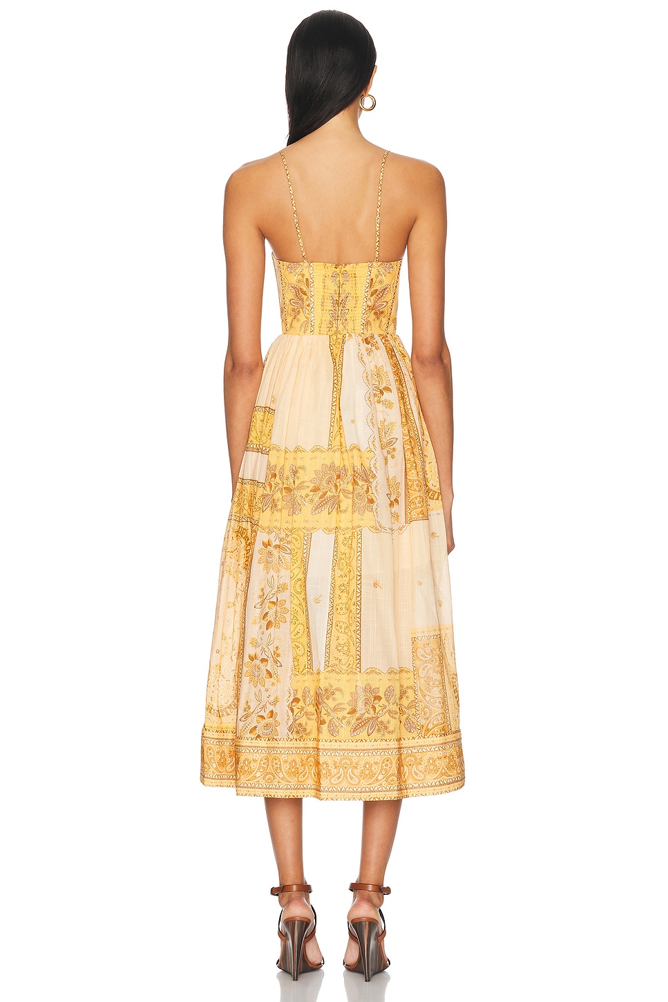 green emerald velvet dress Zimmermann Edie Folk-Print Cotton Mini Dress main image 0