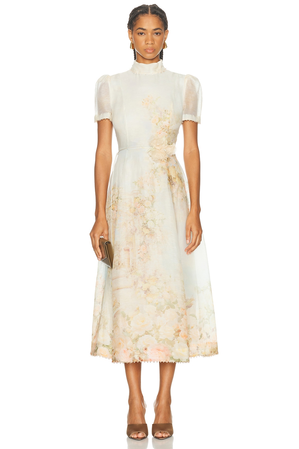 Image 1 of Zimmermann Memento Picnic Midi Dress in Rose Arbor