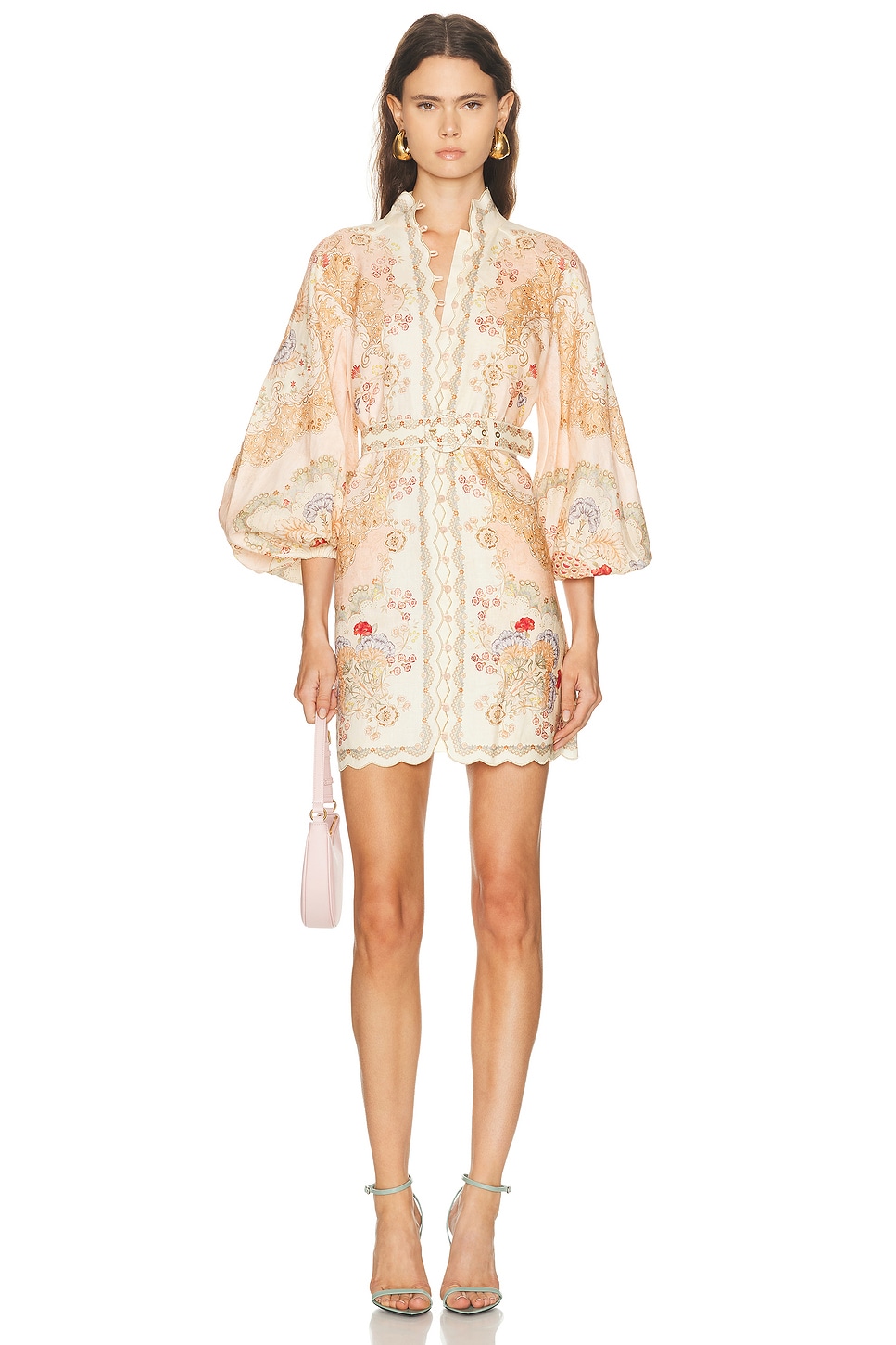 Image 1 of Zimmermann Daylight Mini Dress in Wallpaper Floral Blush