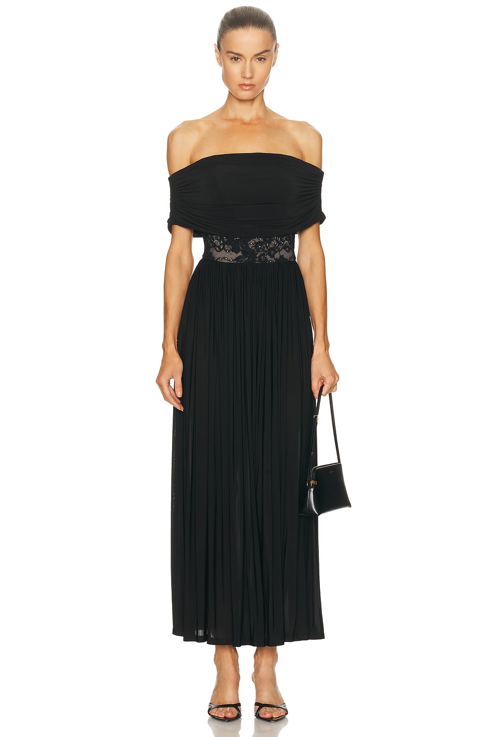 Image 1 of Zimmermann Strech Lace And Jersey Dress in Black