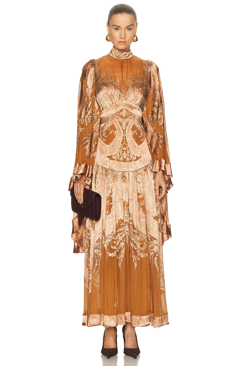 Image 1 of Zimmermann Memento Burnout Dress in Caramel Paisley