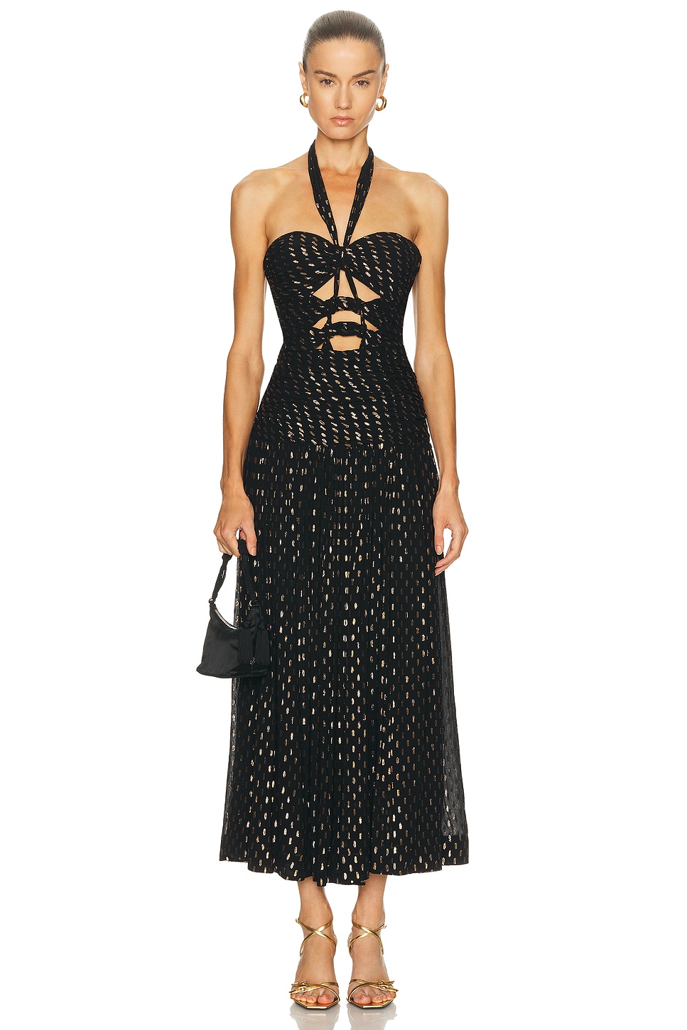 Image 1 of Zimmermann Daylight Metallic Knot Midi Dress in Black