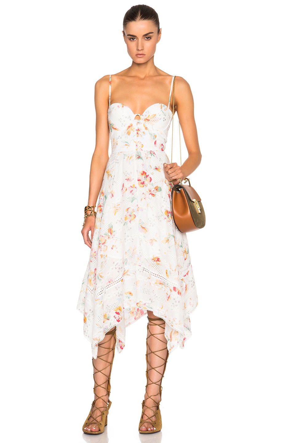 Image 1 of Zimmermann Belle Bustier Dress in Floral Embroidery