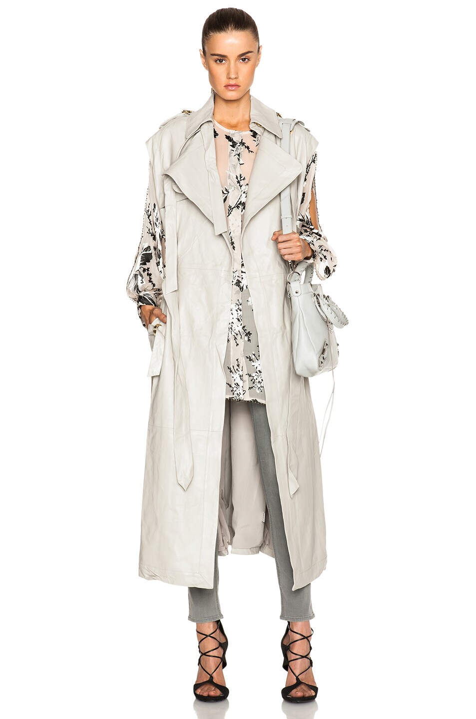 Image 1 of Zimmermann Fortune Leather Trench in Moonstone