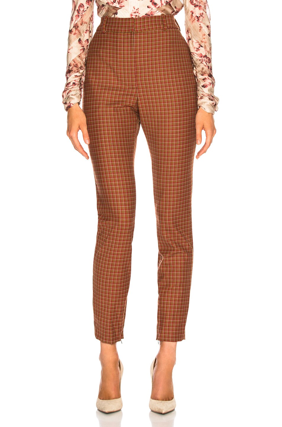 Image 1 of Zimmermann Unbridled Stovepipe Pant in Red Check