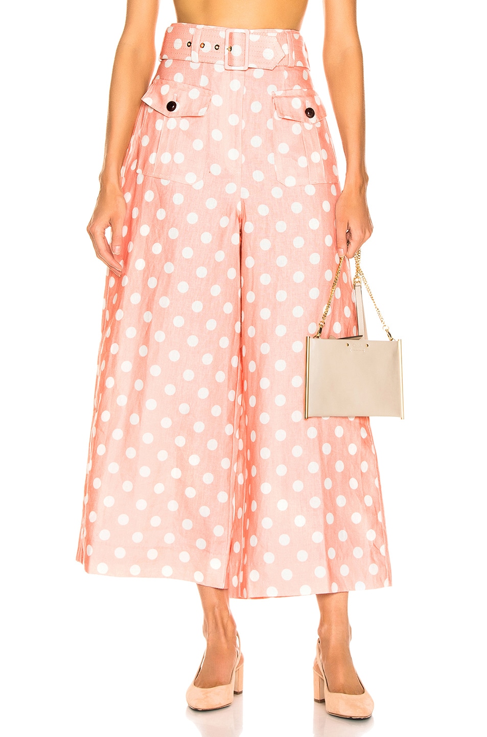 Image 1 of Zimmermann Corsage Safari Pant in Peach & Ivory Dot
